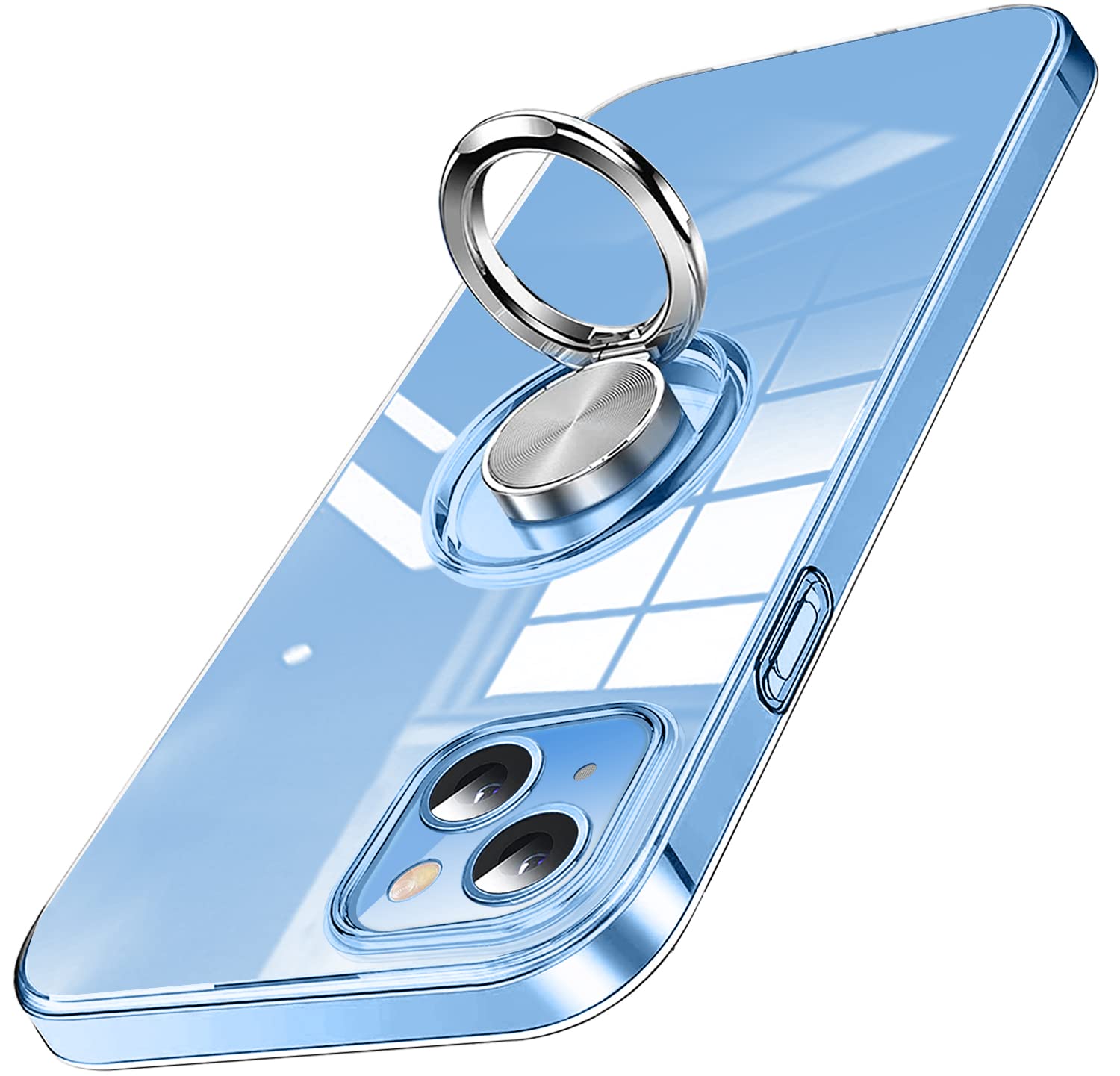 ZHIYIU iPhone 14 Plus Case - Crystal Clear Magnetic Shockproof Protective Cover with 360° Kickstand & Ring Holder | Flexible Soft TPU Bumper | Perfect for Work, Travel & Everyday Protection