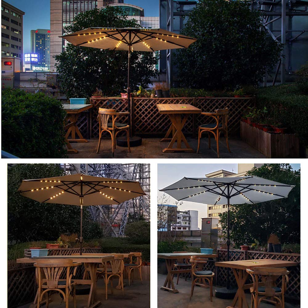 2.7m Octagonal Garden Parasol Umbrella with Tilt & Crank Mechanism - Solar LED Patio Umbrella for Outdoor, Beach, Poolside & Backyard Relaxation