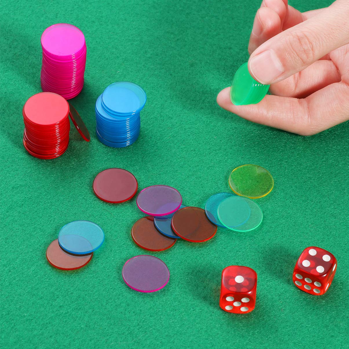 NUOBESTY 300pcs Colorful Plastic Bingo Chips - Bulk Counting Tokens for Bingo Games, Math Teaching, Classroom Activities & Kids Learning - Perfect for Game Nights, School Projects and Educational Fun