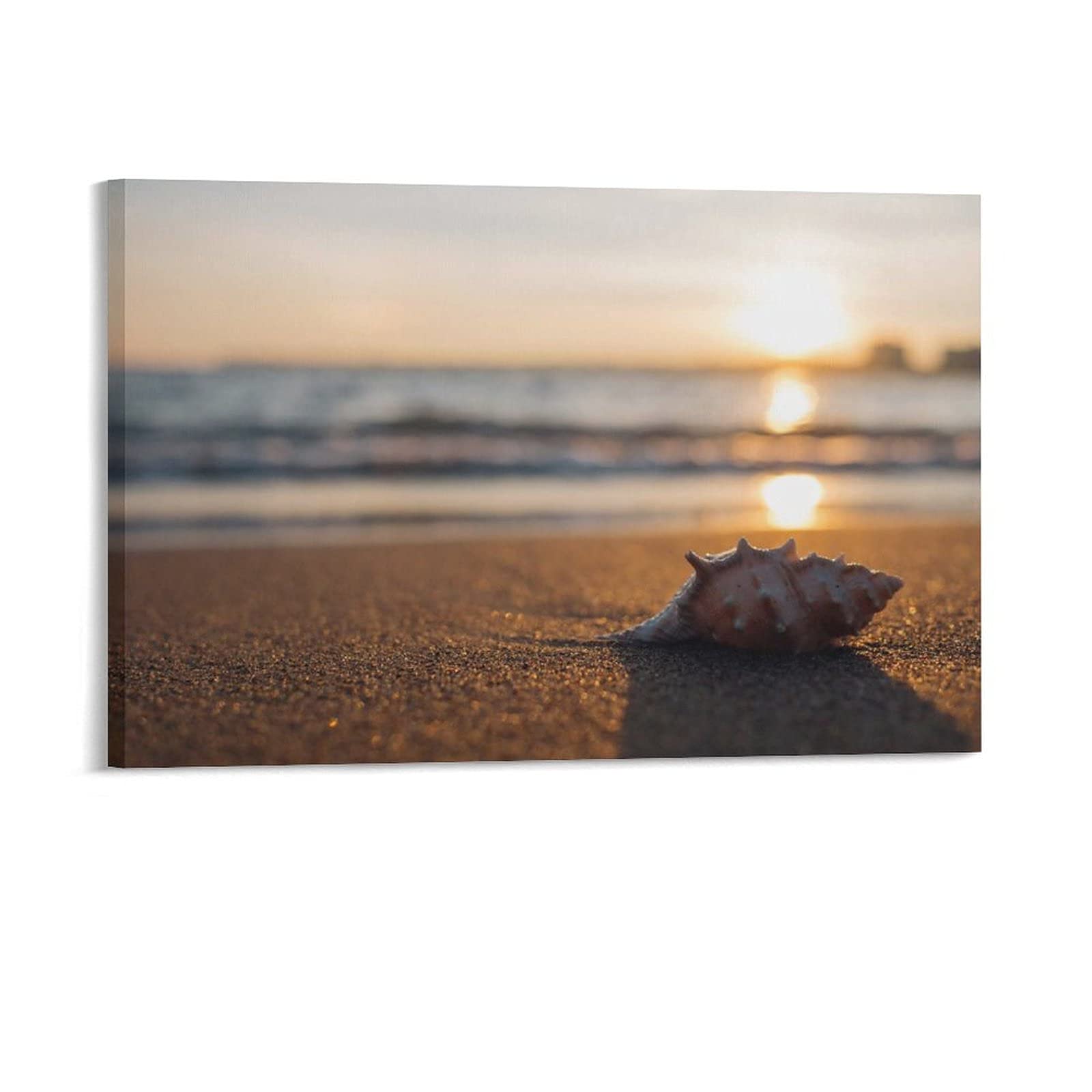 Tropical Ocean Beach Canvas Poster - Shell Sand Seaside Summer Vacation Wall Art Decor for Living Room, Bedroom & Office | Perfect Gift Idea for Home Decor & Coastal Theme Interiors | Enhance Your Beach House, Vacation Rental or Coastal-Themed Space
