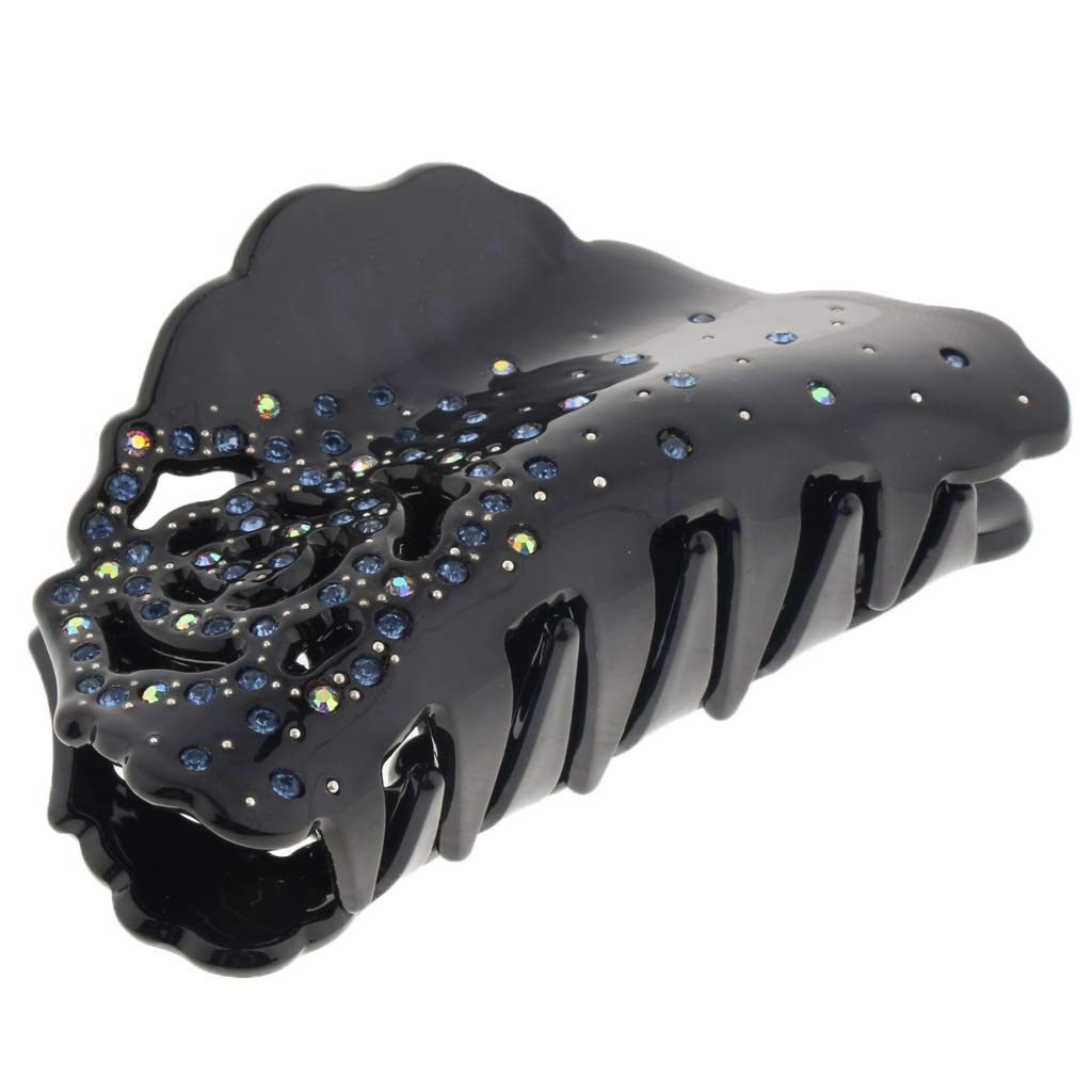LOSA Women's Rhinestone Hair Claw Clip - Non-Slip Hair Clamp for Women & Girls - Elegant Blue Hair Accessory for Parties, Weddings & Everyday Styling