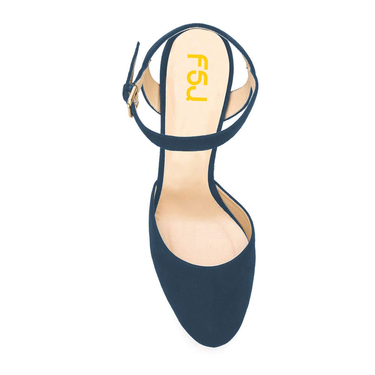 FSJ Women's Sexy Platform Pumps - Chunky High Heel Slingback Sandals with Buckle Ankle Straps, Closed Round Toe Dress Shoes for Bridal Party, Wedding, Prom & Evening Events (US Size 4-15)