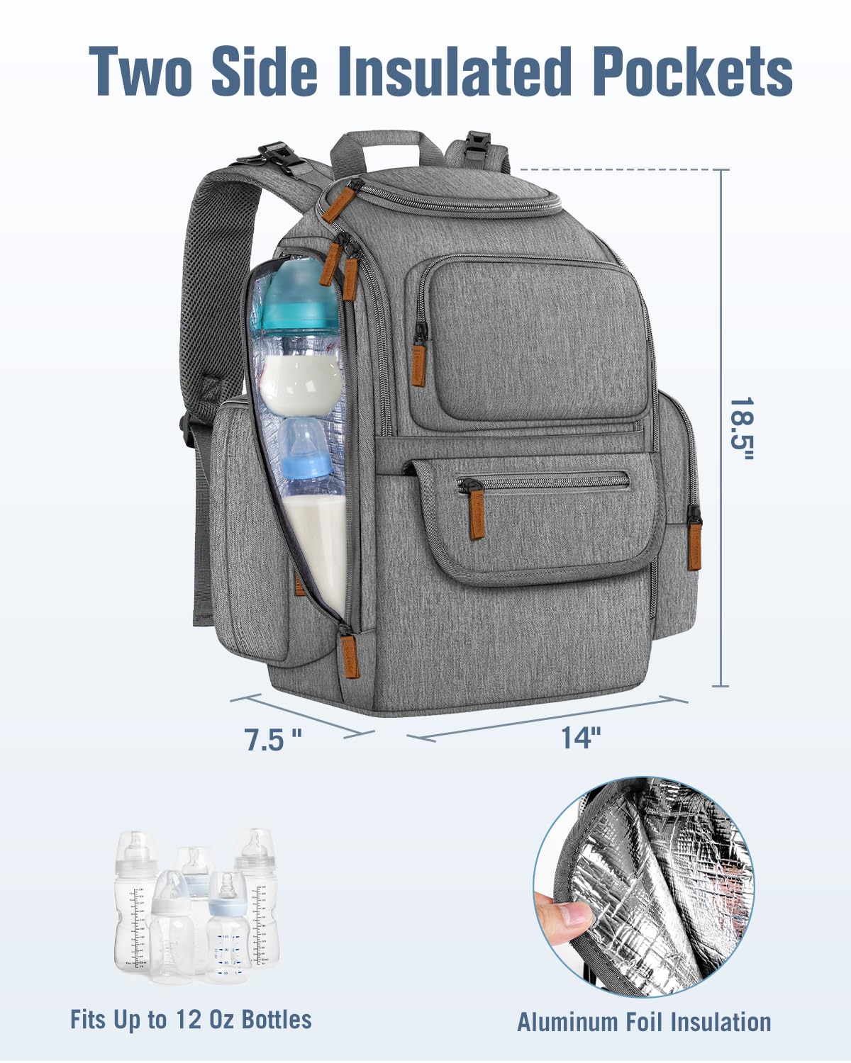 Mancro Waterproof Diaper Backpack for Travel with Insulated Pockets - Baby Essentials for Parents On-The-Go