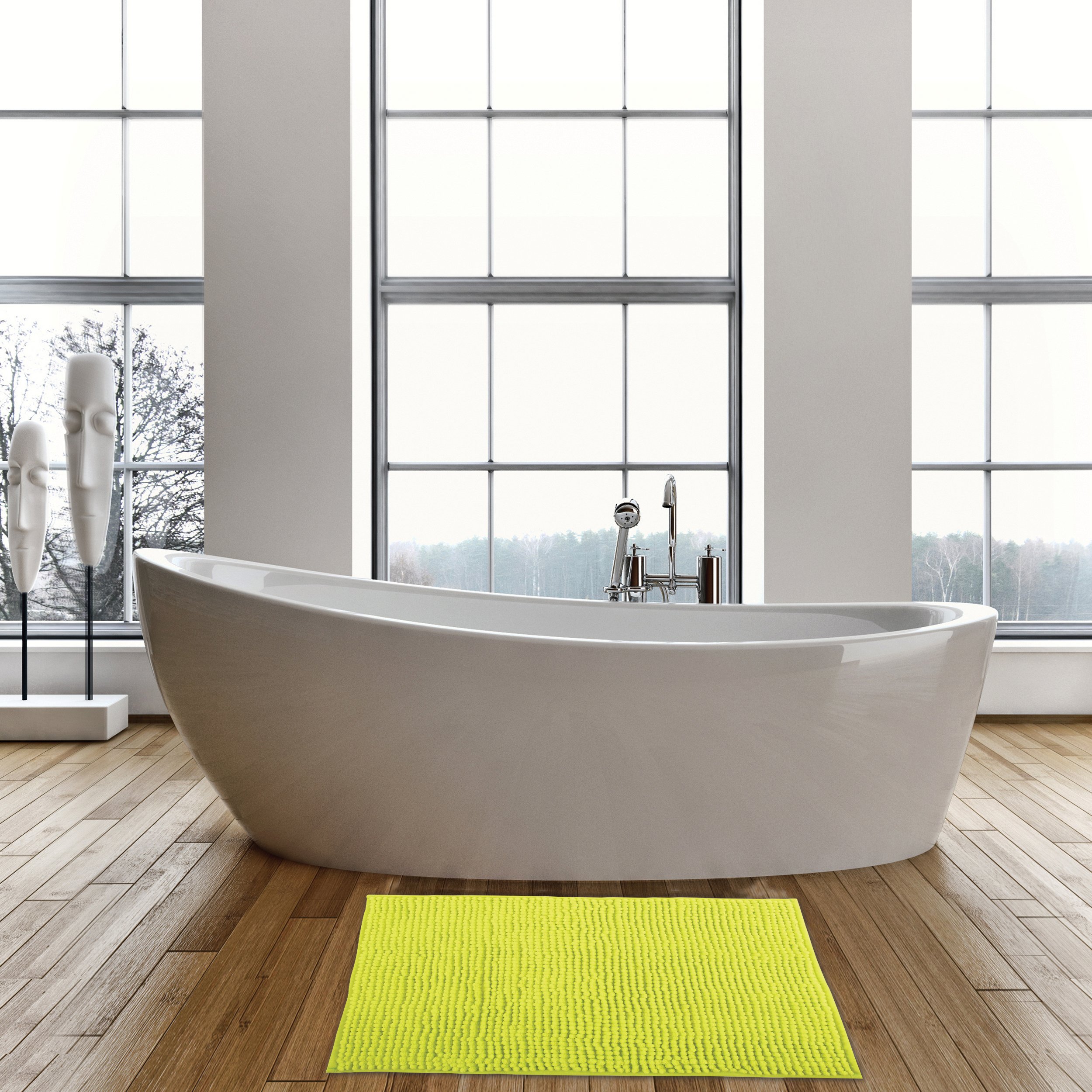 Premium Non-Slip Green Bath Mat 60x40 cm - Super Absorbent, Quick Dry Bathroom Rug for Shower, Tub & Floor - Soft Microfiber Surface for Safety & Comfort