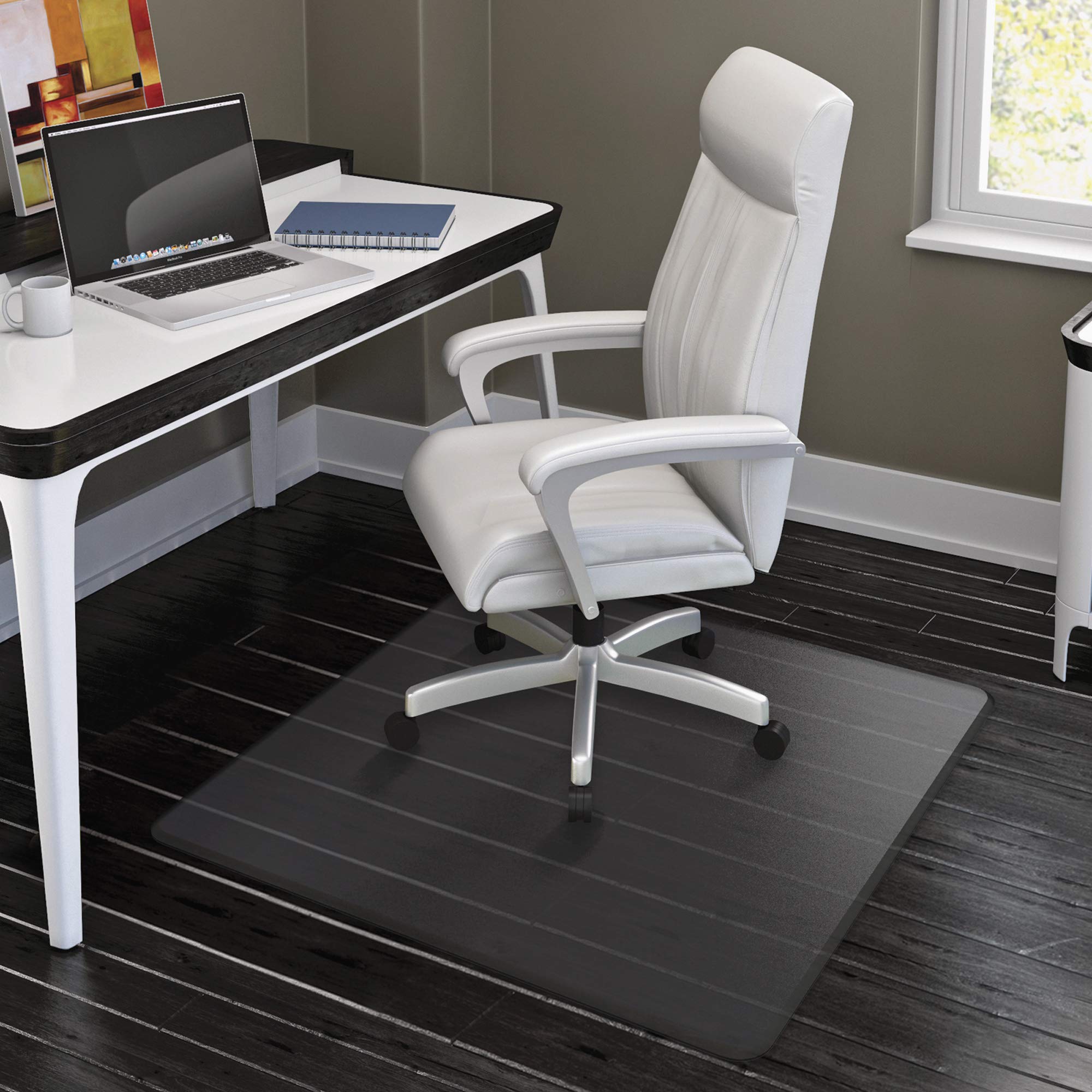 Lorell LLR69168 Clear Hard Floor Wide Lip Vinyl Chairmat - 1 Each - Protects Hardwood & Tile Floors from Office Chair Damage - Perfect for Home Office, Study Room & Workspace