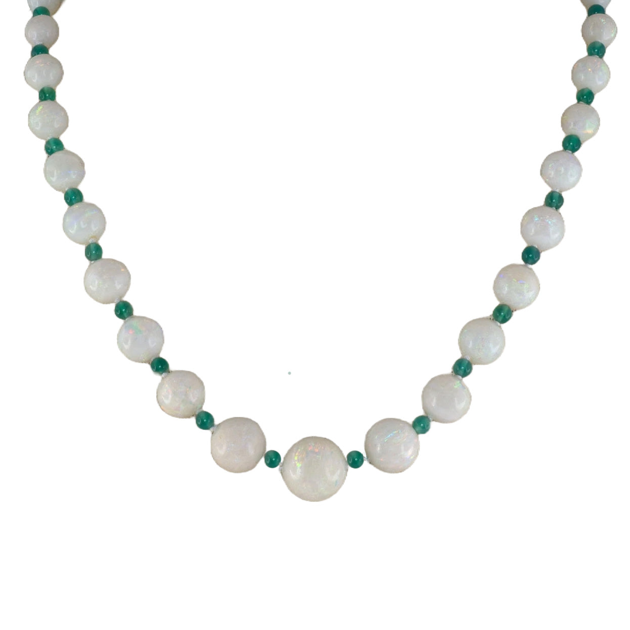 Opal & Green Onyx Graduated Bead Necklace - Elegant Handmade Jewelry for Women, Perfect for Weddings, Parties & Special Occasions