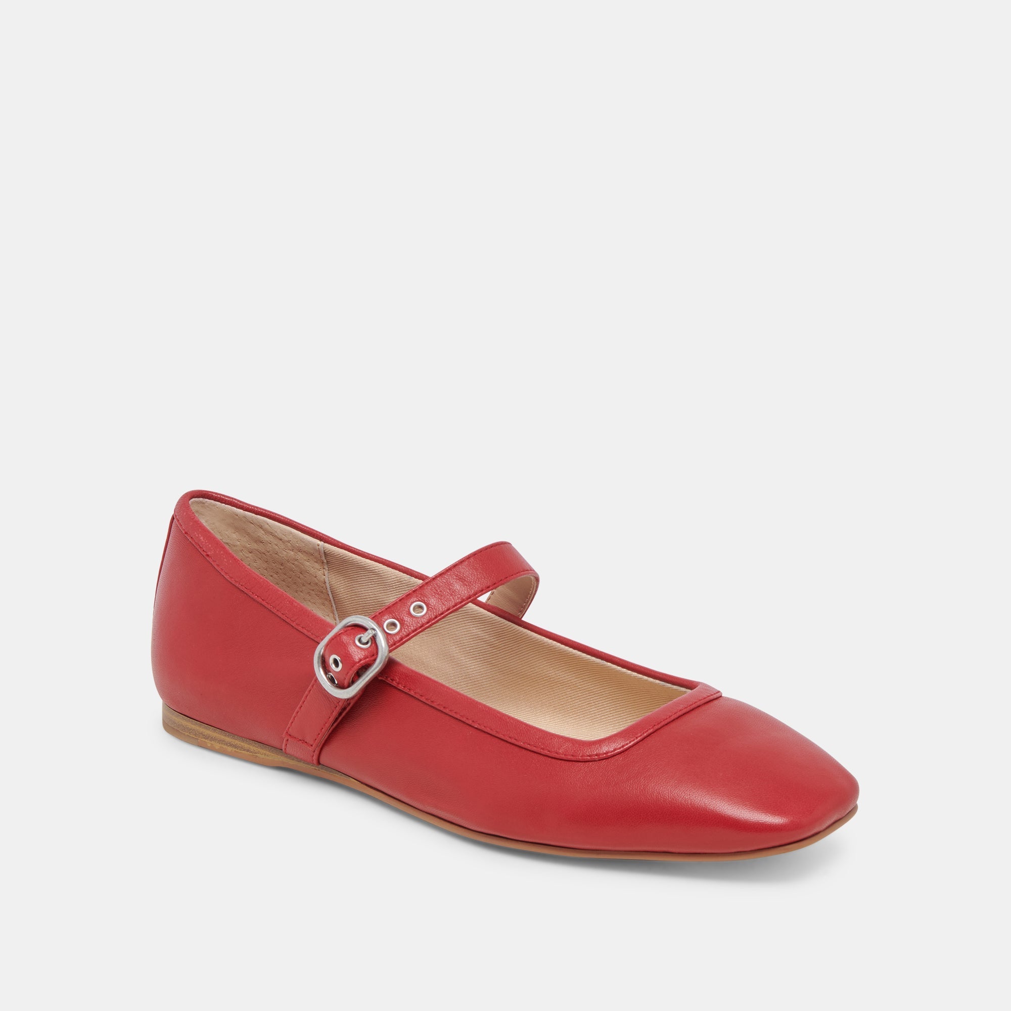 RODNI Women's Red Leather Ballet Flats - Comfortable & Stylish Shoes for Work, Casual Wear & Dance