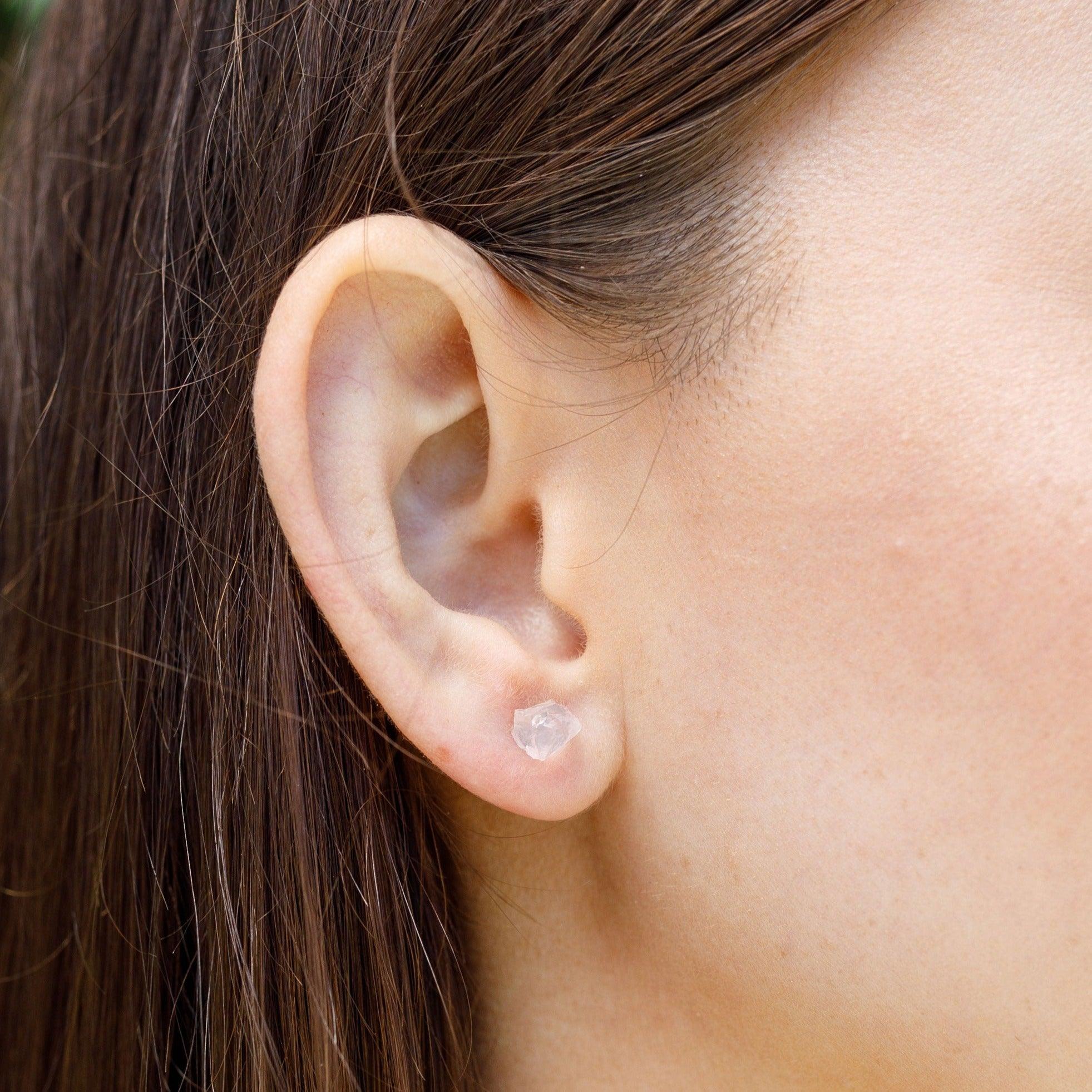 Natural Rose Quartz Raw Crystal Stud Earrings for Women - Healing Stone Jewelry for Chakra Balancing, Meditation & Spiritual Gifts