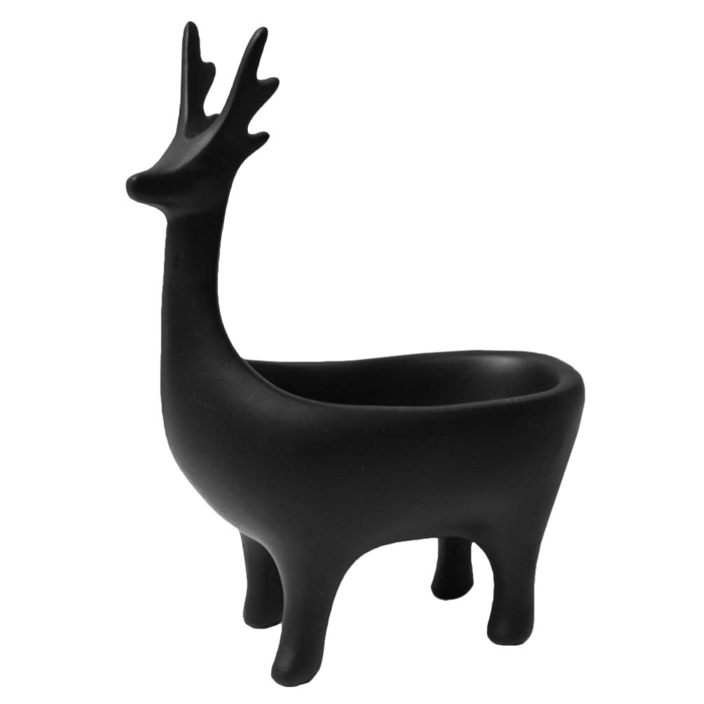 Garneck Resin Jewelry Trinket Dish & Key Ring Holder - Reindeer Deer Sculpture Figurine for Jewelry Display, Keys, Earrings, Necklace & Bracelet Organizer - Perfect for Table, Bookshelf, Vanity & Entryway Decor (Grey)