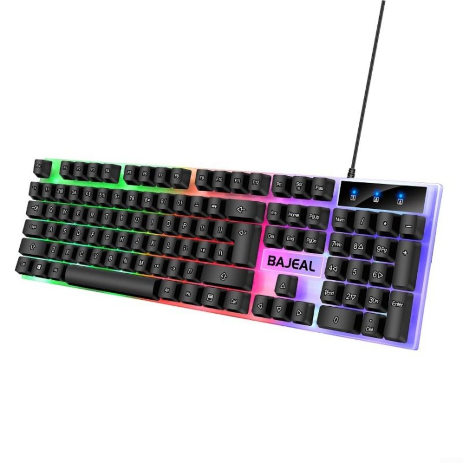 BlissfulAbode Wired Mechanical Gaming Keyboard with 7-Color RGB Backlighting - 104 Key Anti-Ghosting Keyboard for PC Gamers (Black) | Perfect for FPS, MMO & Esports Gaming