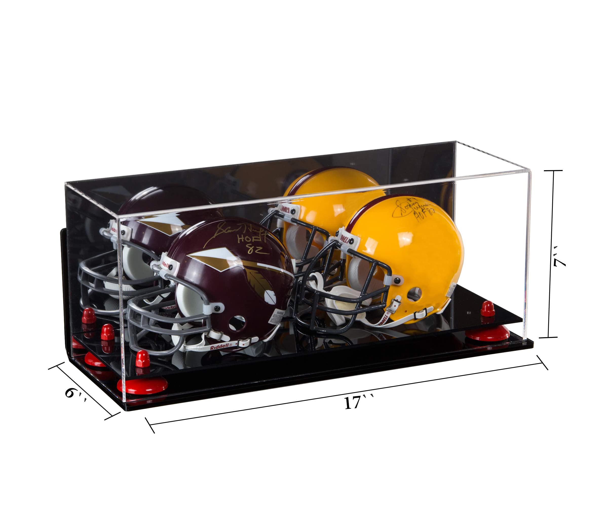 Mini Football Helmet Display Case - Acrylic Double Mini Helmet Stand for Collectibles & Decoration - Perfect for NFL, NCAA Sports Memorabilia & Home Office Decor