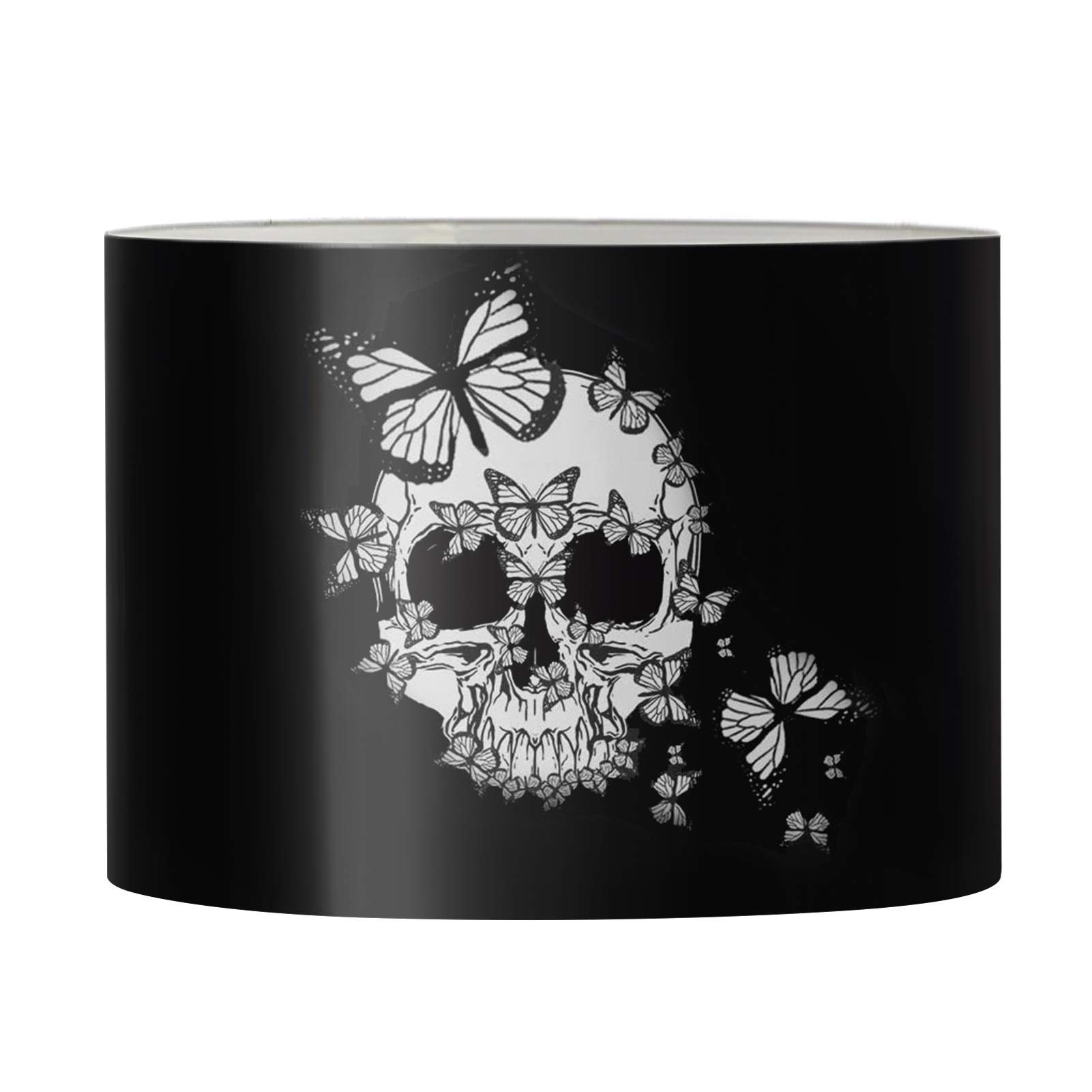FKELYI Gothic Skull & Butterfly Design Black Lamp Shade - Vintage Home Decor Lighting for Bedroom, Living Room, Study or Office - Creates Moody Ambiance for Halloween Parties, Gothic Weddings & Dark Aesthetic Spaces