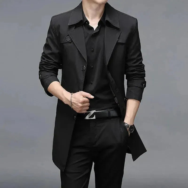 Slim Fit Single Breasted Men's Trench Coat - Classic Waterproof Overcoat for Business & Casual Wear | Perfect for Office, Travel & Outdoor Activities