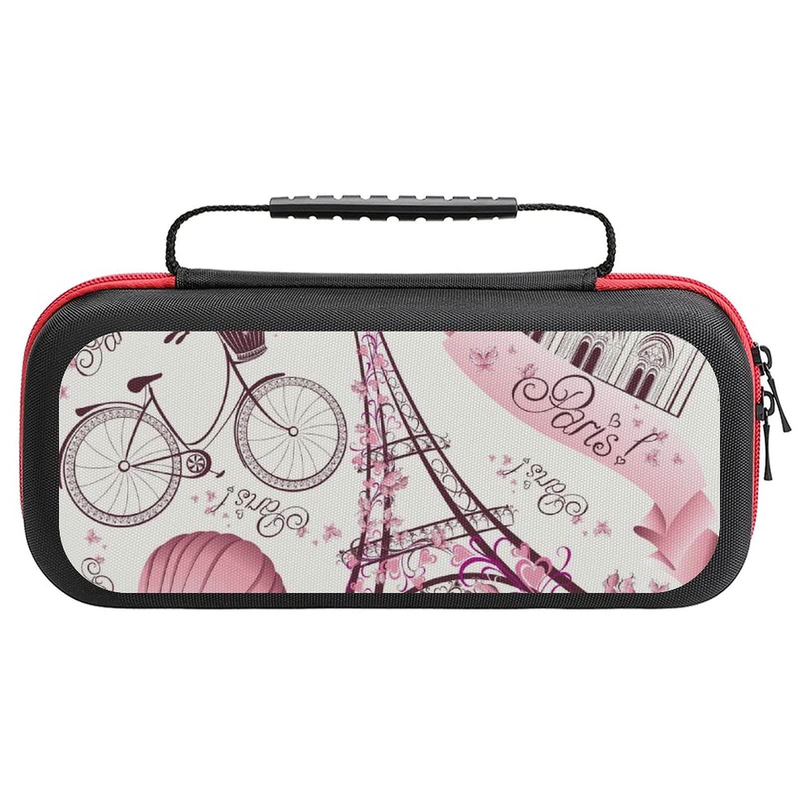 Paris-Themed Printed Carrying Case for Nintendo Switch Lite - Travel Storage Bag with Accessories Pouch | Perfect for Gaming on the Go & Travel Protection