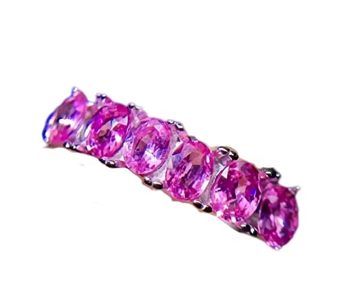 Genuine Natural Pink Sapphire Ring for Women - Sterling Silver September Birthstone Jewelry, Handmade Art Deco Engagement, Cocktail & Wedding Ring | Perfect for Anniversary Gifts & Special Occasions