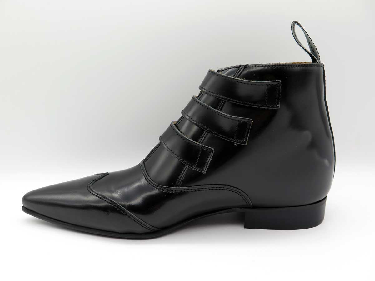 George Cox 4589 Jack 3 Strap Zip Boot - Black Leather Ankle Boots for Men | Fashionable Punk Rock Style Footwear for Concerts & Night Out