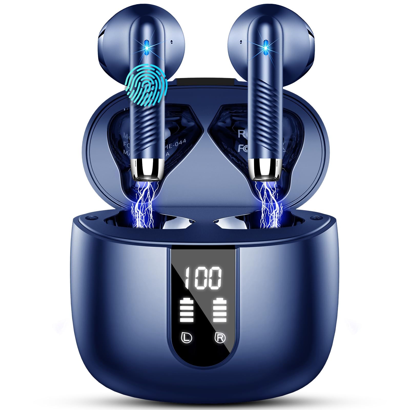 2024 Wireless Bluetooth 5.3 Earbuds with 4 ENC Noise Cancelling Mic, IP7 Waterproof Stereo Headphones, 48H Playtime USB-C Charging - Perfect for Gym Workouts, Running, Office Calls & Travel