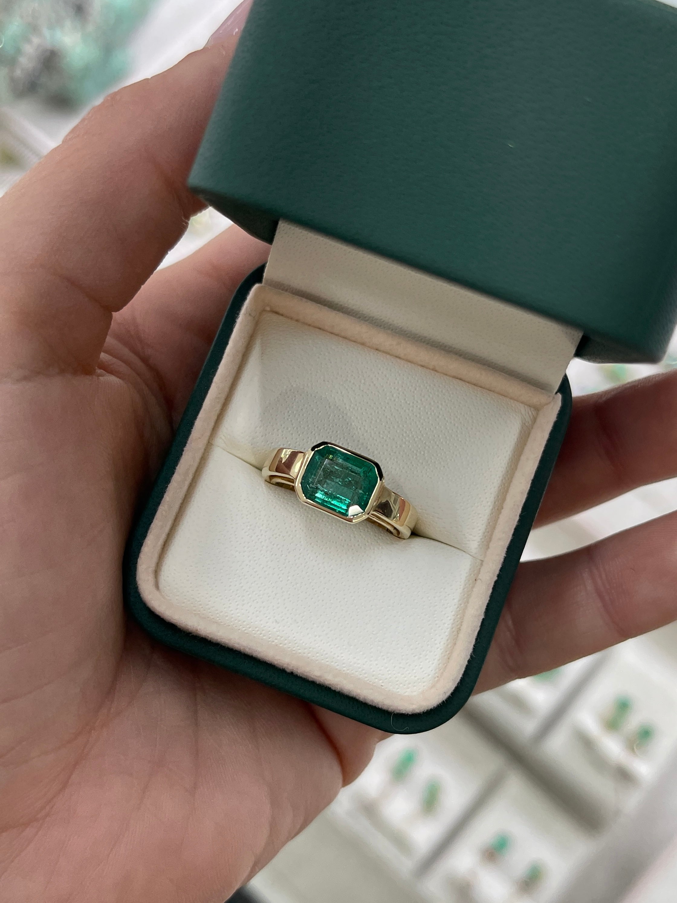 2.40 Carat 14K Gold Natural Emerald Cut Dark Green Solitaire Engagement Ring for Women - Perfect for Proposals, Weddings & Anniversaries