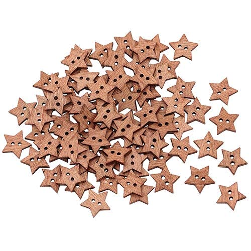 100Pcs 2-Hole Star Shaped Wooden Buttons for Sewing, DIY Crafts, Scrapbooking - Perfect for Clothing, Accessories & Home Decor Projects
