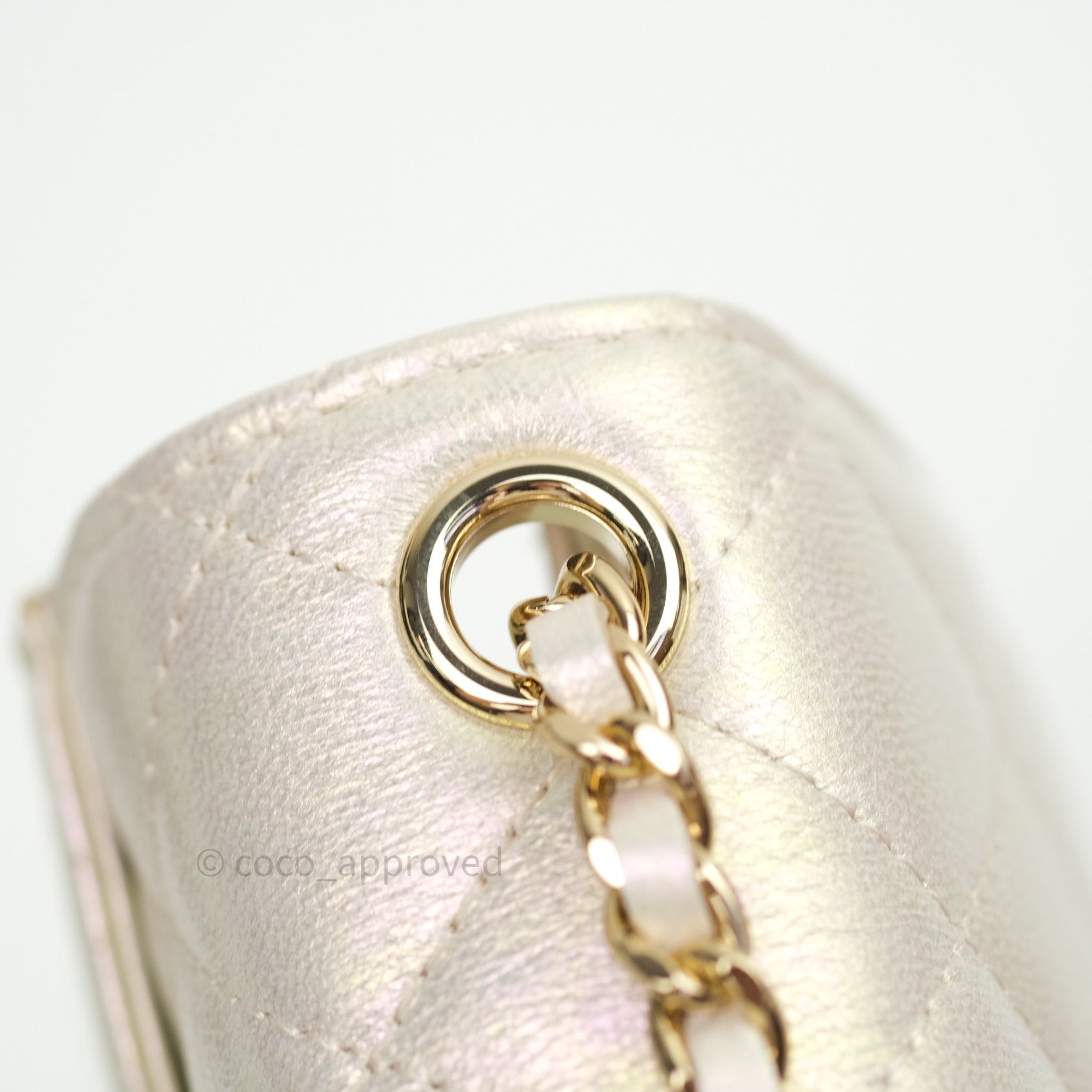 Chanel Classic Ivory Iridescent Gold Hardware Phone Holder - Luxury Designer Phone Case for iPhone & Samsung - Perfect for Parties, Travel & Everyday Use