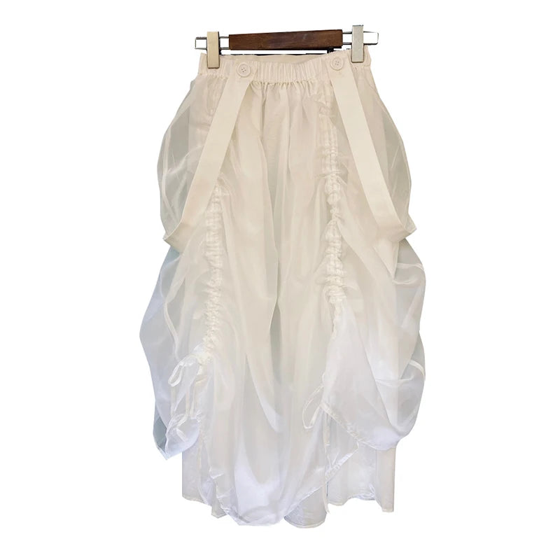 Black Ruched Drawstring High Waist Skirt for Women - Fashionable Irregular Hem Casual Skirt | Perfect for Summer Outfits, Beach Wear, and Date Nights