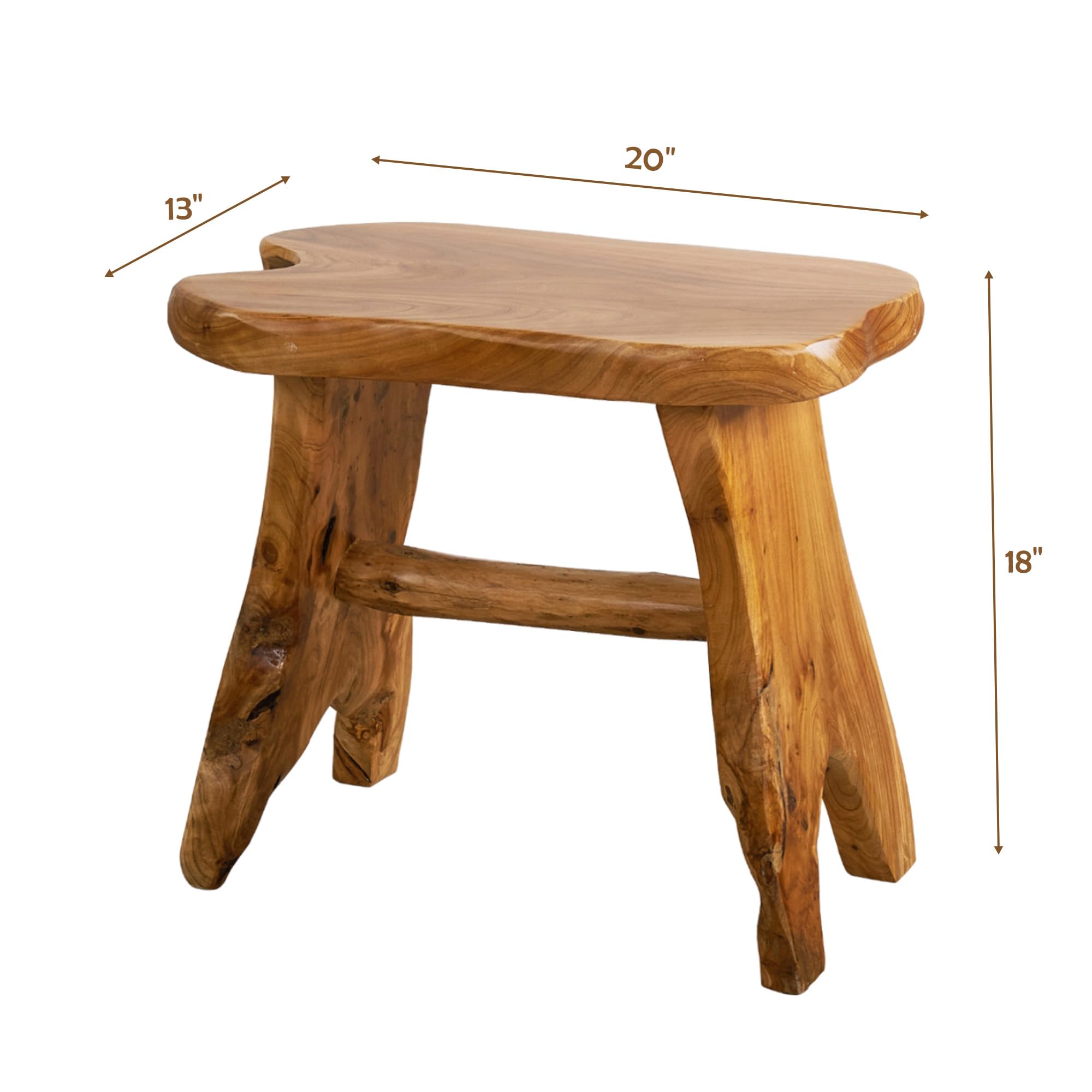 Natural Cedar Root Stump Stool - Solid Wood Live Edge Side Table, Rustic Plant Stand & Vintage Footrest (20