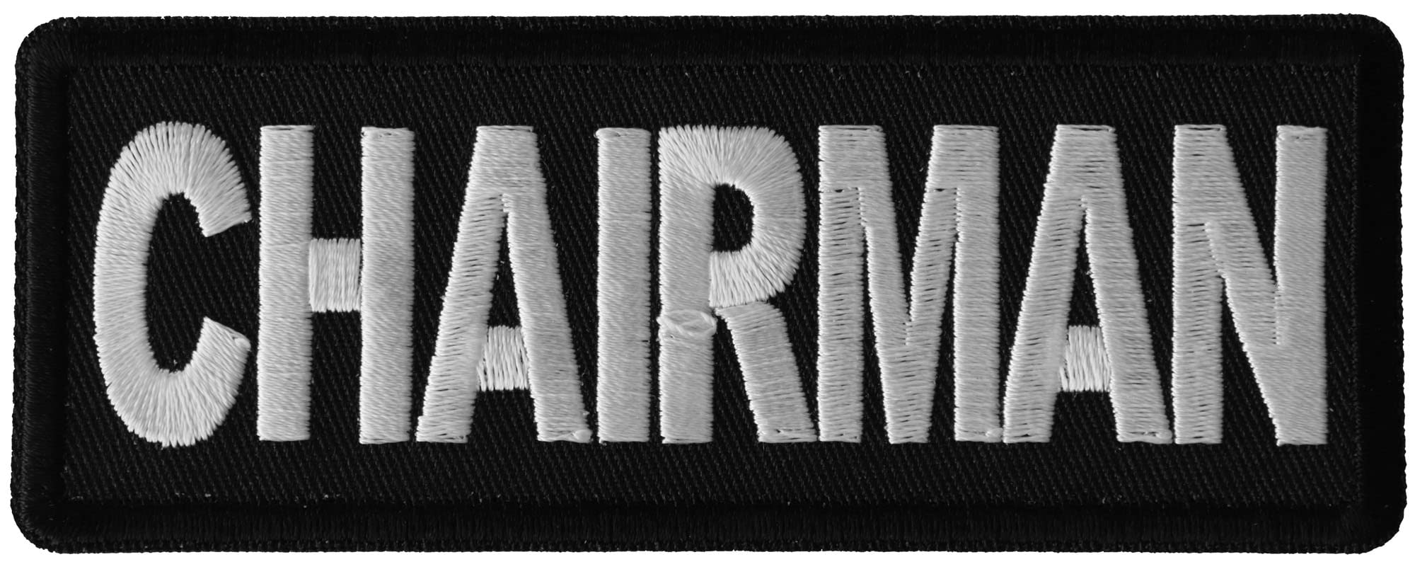 4x1.5 Inch Embroidered Iron On Chairman Patch - Premium Quality Sew On Badge for Jackets, Hats, Bags & DIY Crafts