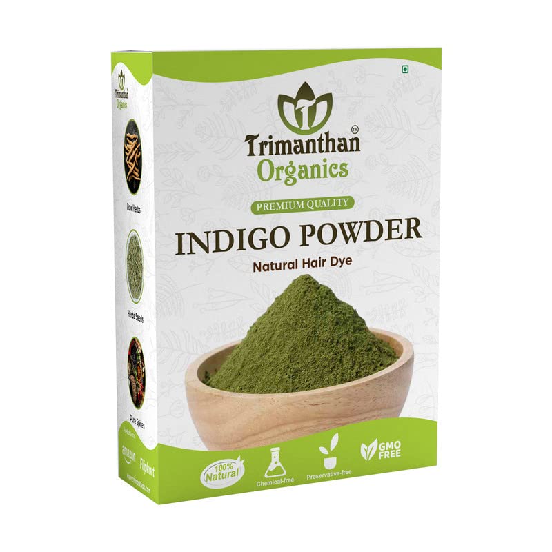 Trimanthan Organics Indigo Powder for Hair - 900g Black Triple-Sifted Microfine Indigofera Tinctoria Powder | Stops Premature Greying & Repairs Damaged Hair | Natural Hair Dye for DIY Henna, Coloring, & Hair Care Treatments