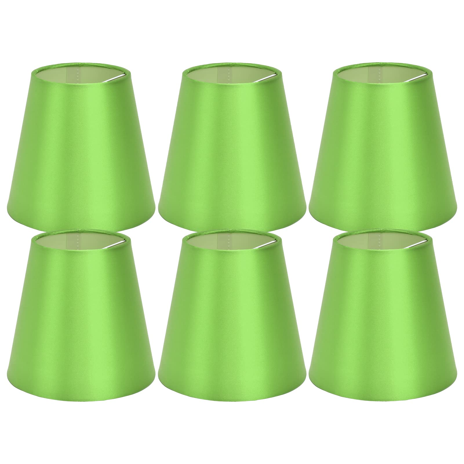 6PCS Green Fabric Lamp Shades for E14 Bulb - Ceiling, Table, Wall & Chandelier Lighting - Perfect for Bedroom, Living Room & Dining Room Decor