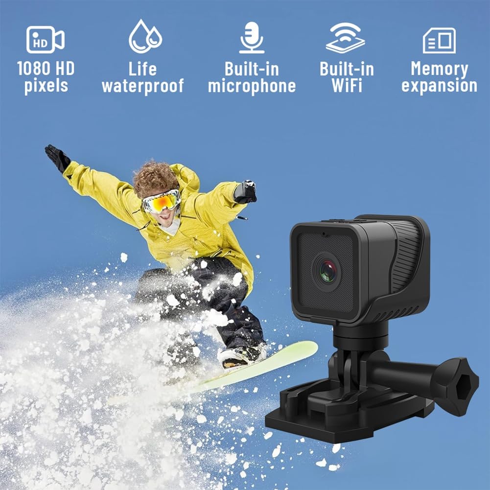 SHABD WiFi Action Camera 1080P HD - Mini Portable Sports Camera with Microphone & 256GB Card Support - Perfect for Vlogging, Cycling, Skiing & Outdoor Adventures
