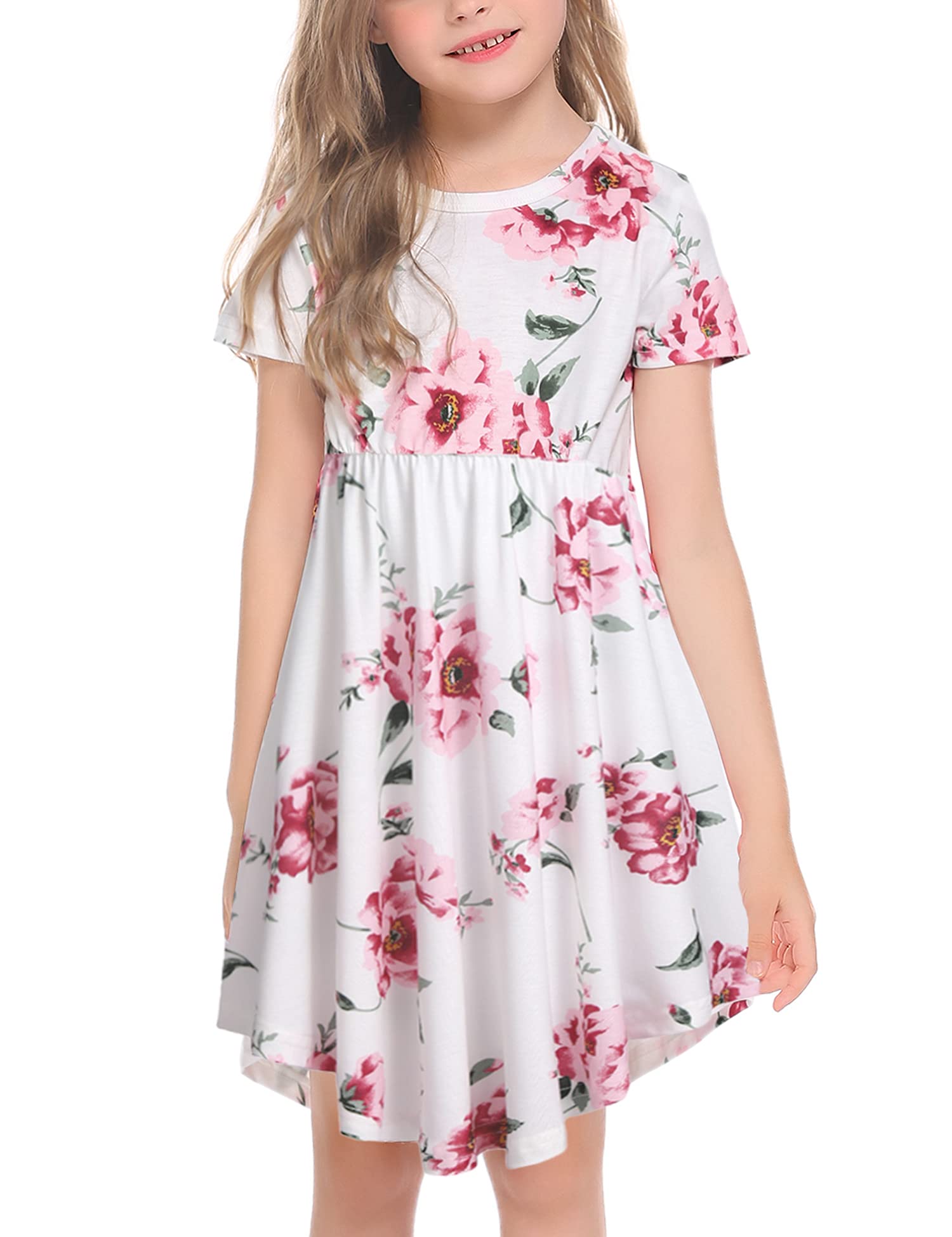 Arshiner Girls Long Sleeve Floral Dress - Casual Boho Twirly Skater Swing Dress for Kids | Perfect for Birthday Parties, School Events & Family Photos