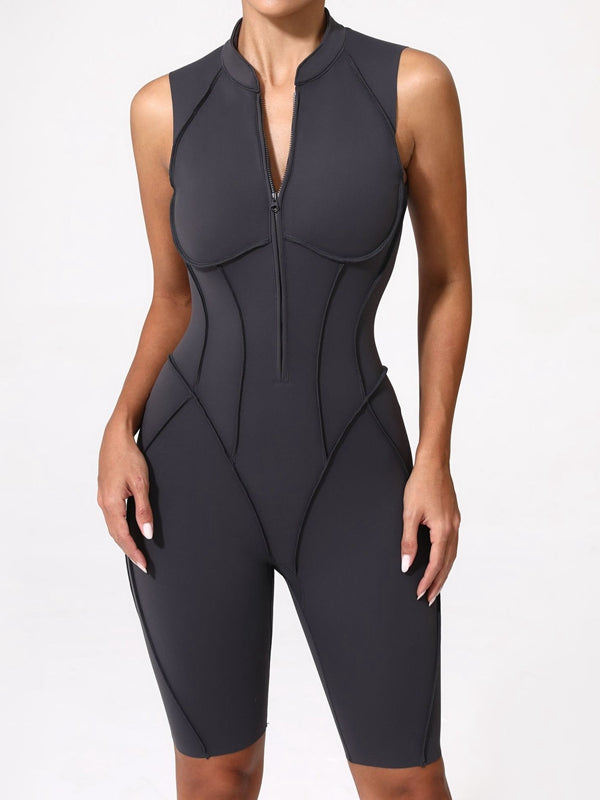 ZASUWA Women's Sexy Backless Zipper Romper - Quick Dry Stretchy Jumpsuit for Clubwear, Night Out & Summer Vacations
