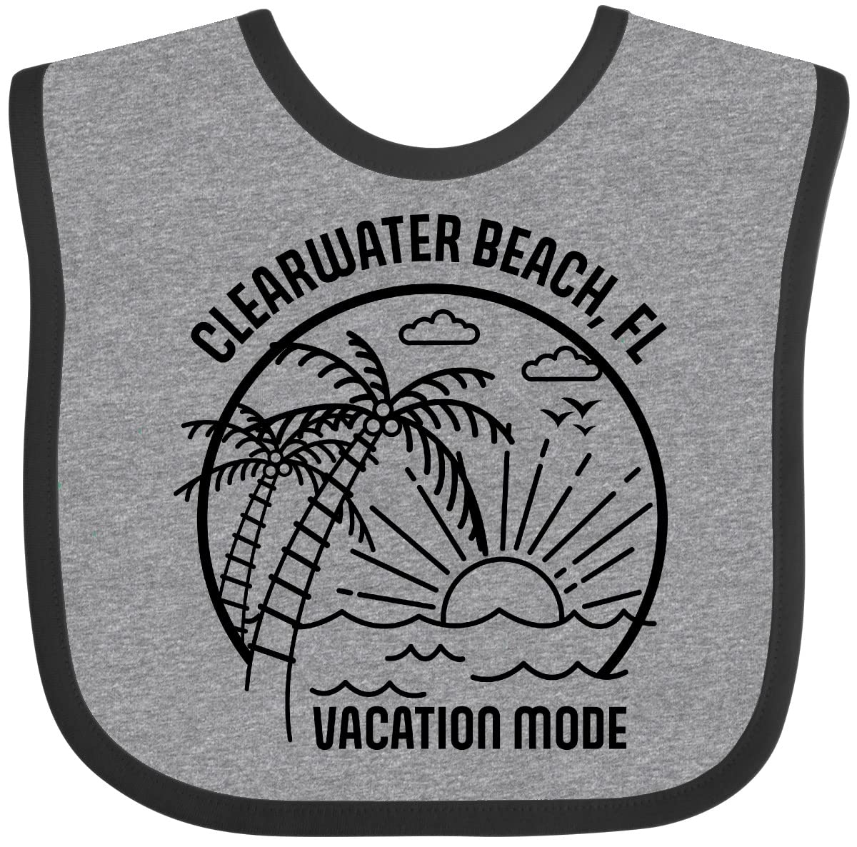 Inktastic Summer Vacation Mode Clearwater Beach Florida Baby Bib - Soft Cotton Drool Bib for Infants & Toddlers - Perfect for Beach Trips, Travel, and Everyday Use