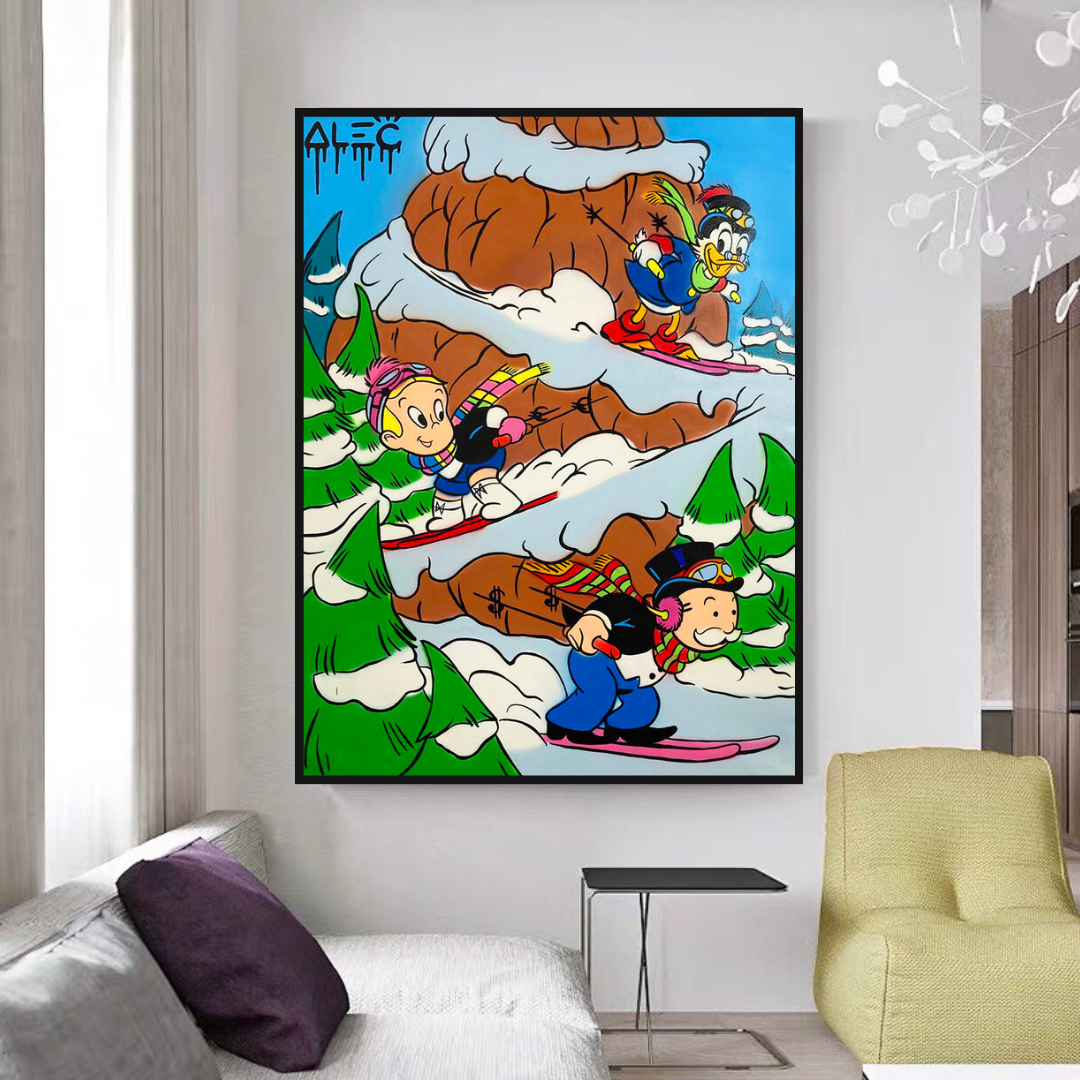 Alec Monopoly Art: Monopoly Millionaires Ice Skating - Limited Edition Pop Art Canvas Print for Home & Office Decor | Perfect for Living Rooms, Bedrooms & Game Rooms