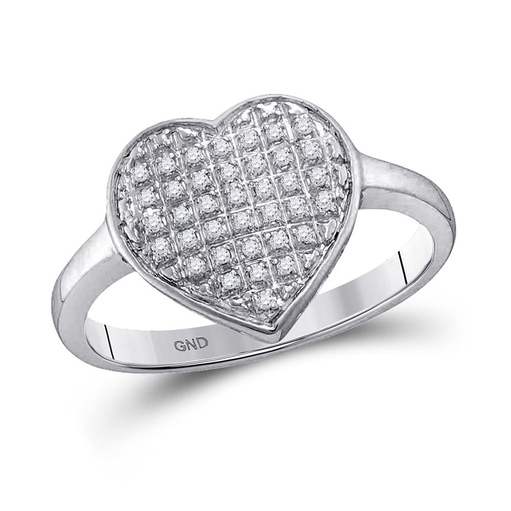 10K White Gold Women's Round Diamond Heart Cluster Ring - 1/4 Cttw, Perfect for Valentine's Day, Anniversary & Romantic Gifts