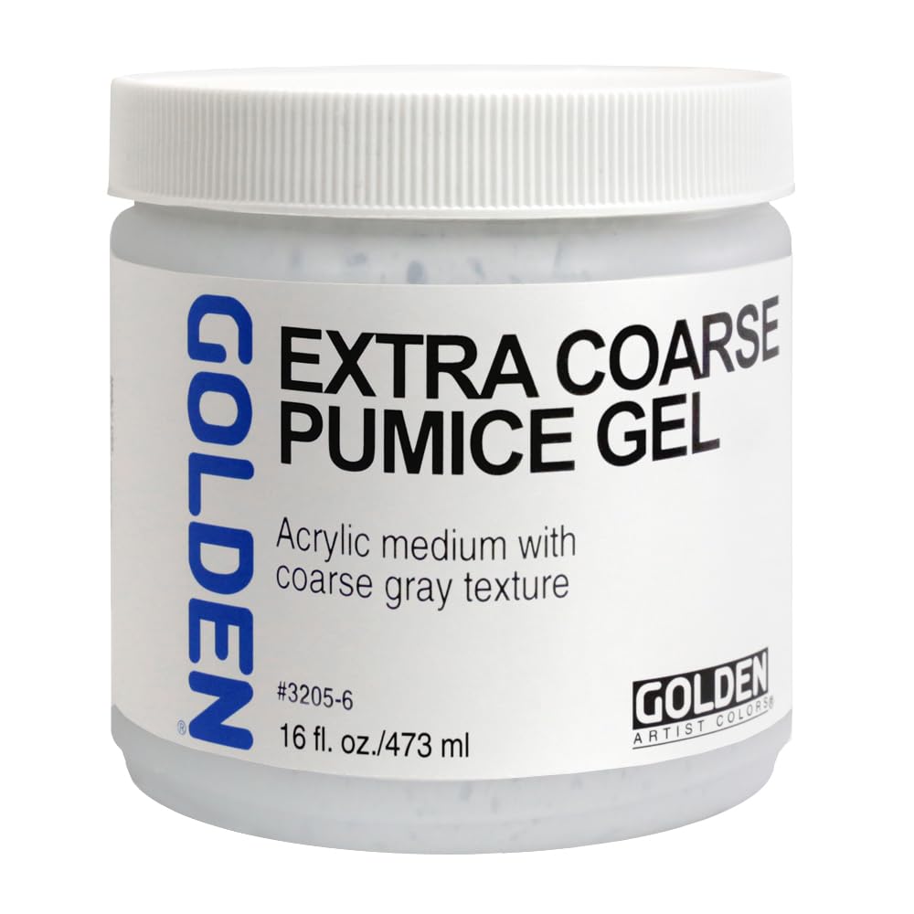 GOLDEN Extra Coarse Pumice Gel - 16 fl oz Professional Acrylic Gel Medium for Textured Art & Mixed Media - Opaque Finish for Canvas, Sculpture & DIY Projects