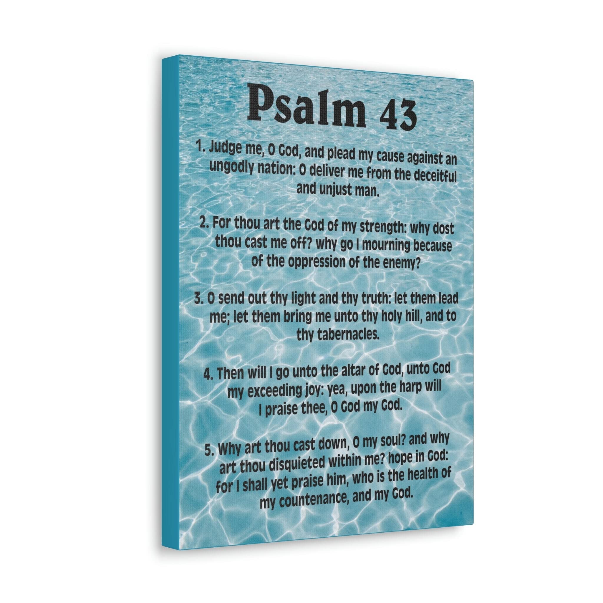 Christian Wall Art - Bible Verse Canvas Print with Psalm 43: Judge Me Scripture - Inspirational Home Decor for Living Room, Bedroom & Church