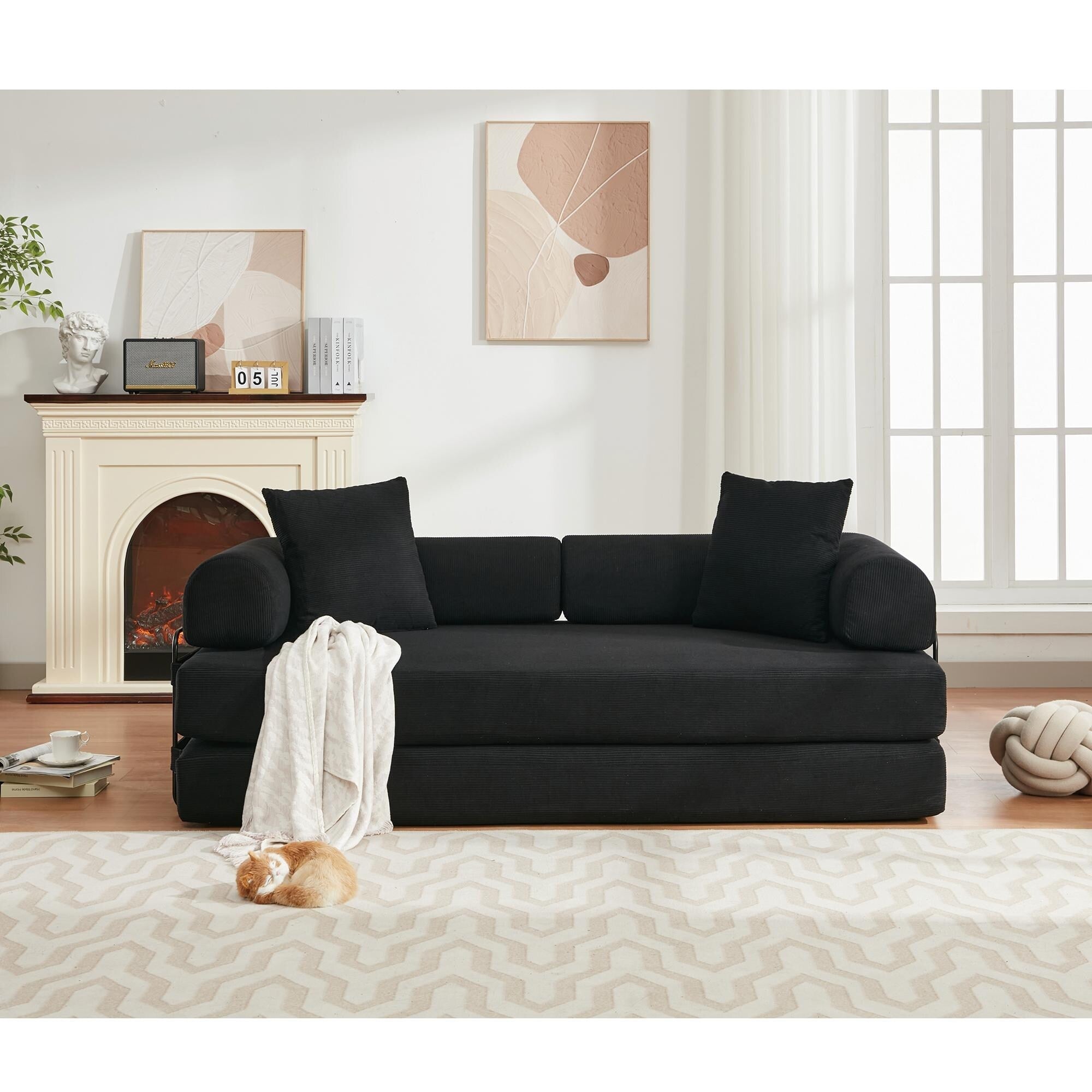 3-Seat Folding Sofa Bed - King Size Convertible Sleeper with High-Density Foam & Non-Slip Pad - Perfect for Small Spaces, Guest Rooms & Apartments