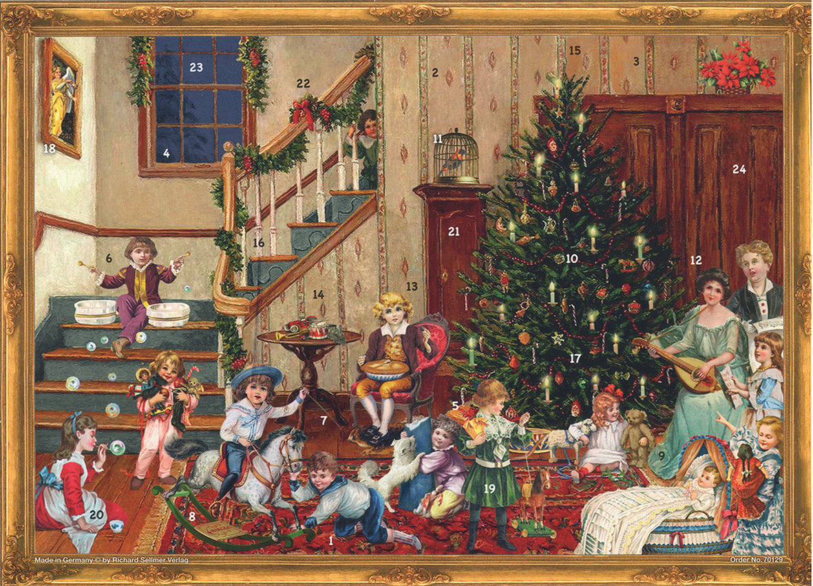 Large Traditional German Advent Calendars - Old World Victorian Style Christmas Countdown Calendar for Kids & Adults | Perfect for Holiday Decor, Gift Giving & Family Traditions