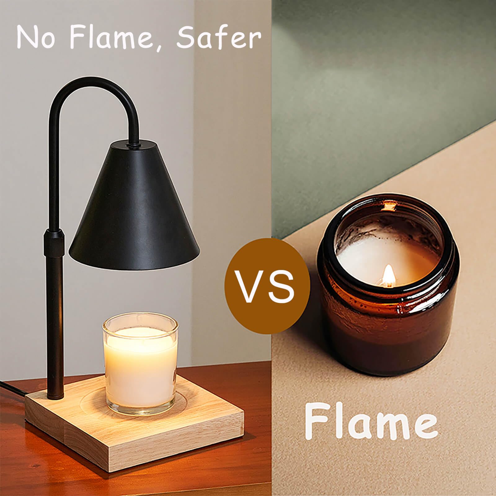YODEWA Wood Base Candle Warmer Lamp with Timer & Dimmer - Farmhouse Electric Wax Melter for Jar Candles, Home Decor, Housewarming & Birthday Gifts for Women - Square Black - Perfect for Living Room, Bedroom & Office Ambiance