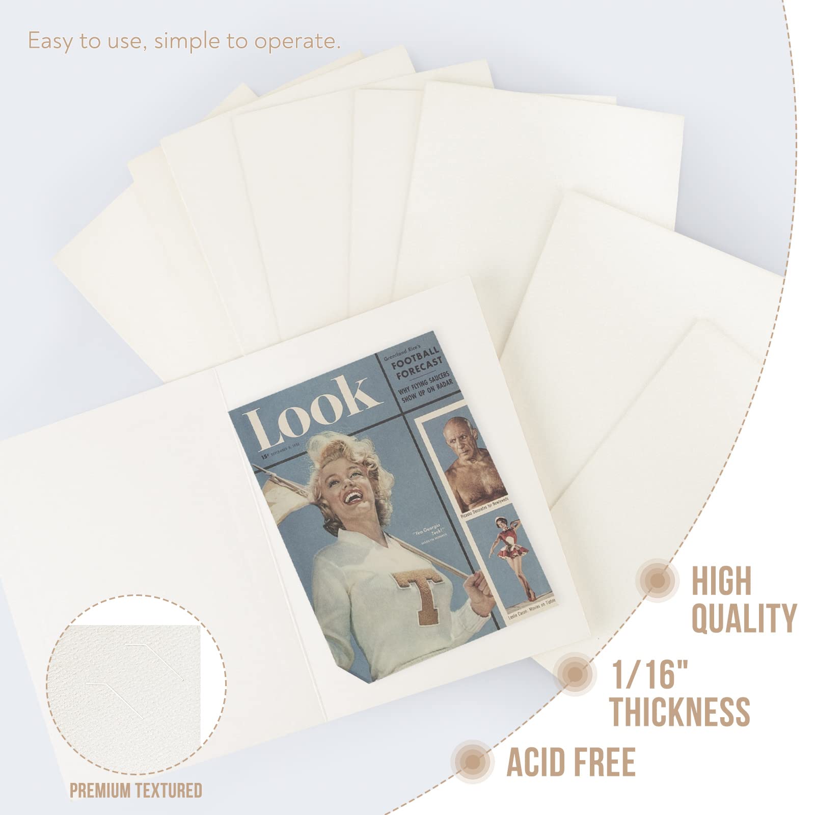 Golden State Art 25-Pack 6x8 or 8x10 Photo Folders - Ivory Cardboard Picture Frames & Paper Frame Cards for Greetings, Invitations - Perfect for Graduation, Christmas, Wedding & Special Events - Display Memories in Style