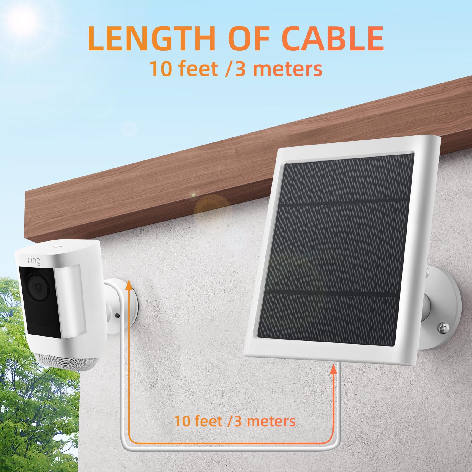 2 Pack 4W Solar Panel Charger for Ring Camera - Compatible with Ring Spotlight & Stick Up Outdoor Battery Cameras - 10ft USB-C to Barrel Plug Cable - Perfect for Outdoor Security & Home Monitoring