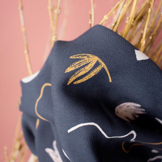 Viscose Fabric with Lenzing™ EcoVero™ Fibers | Atelier Brunette Sandstorm Night | Premium Sustainable Material for Dresses, Skirts & DIY Sewing Projects | On Sale