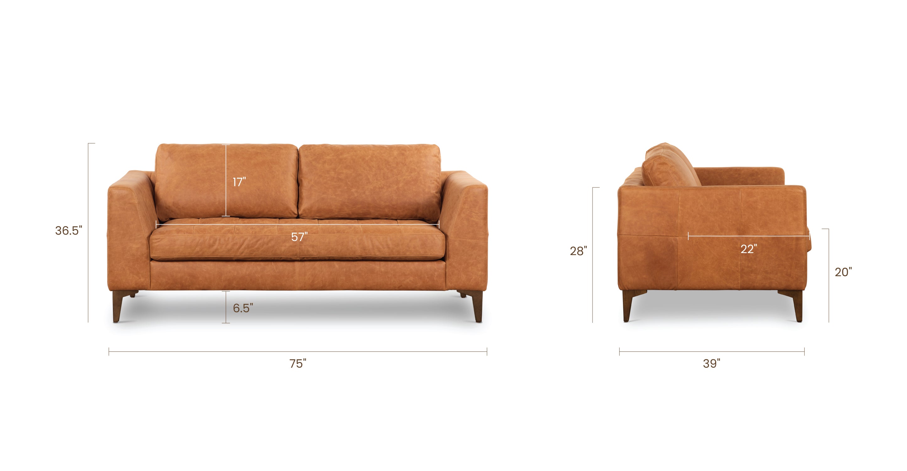 Modern 3-Seater Apartment Sofa - Calle 75 Collection | Comfortable Fabric Couch for Small Spaces | Perfect for Living Rooms, Studios & Lofts