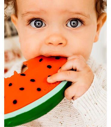 Oli&Carol Wally the Watermelon Teething Toy - Natural Rubber Baby Teether for Soothing Sore Gums | Perfect for Infants & Toddlers at Home or On-the-Go