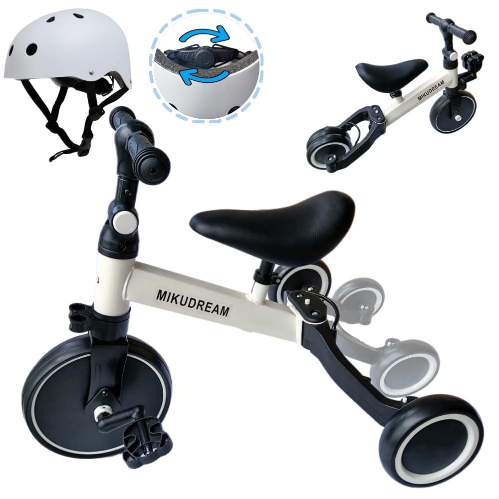 6-in-1 Convertible Toddler Bike for 1-5 Year Olds - Baby Walker to Balance Bike & Tricycle with Removable Pedals - Includes Safety Helmet for Boys & Girls - Perfect for Indoor Play, Backyard Riding & Early Cycling Training