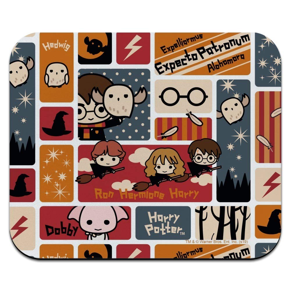 Harry Potter Cute Chibi Pattern Low Profile Thin Mouse Pad - Soft Gaming & Office Desk Mat for Computer Laptop - Perfect Gift for Fans & Anime Lovers