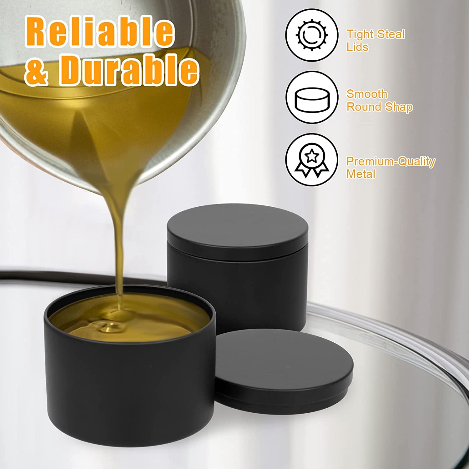 BBAXI 24-Pack 4 oz Black Candle Tins with Lids - Matte Empty Candle Containers for DIY Candle Making, Wax Melts, Aromatherapy & Home Decor - Perfect for Gifts, Weddings & Craft Projects