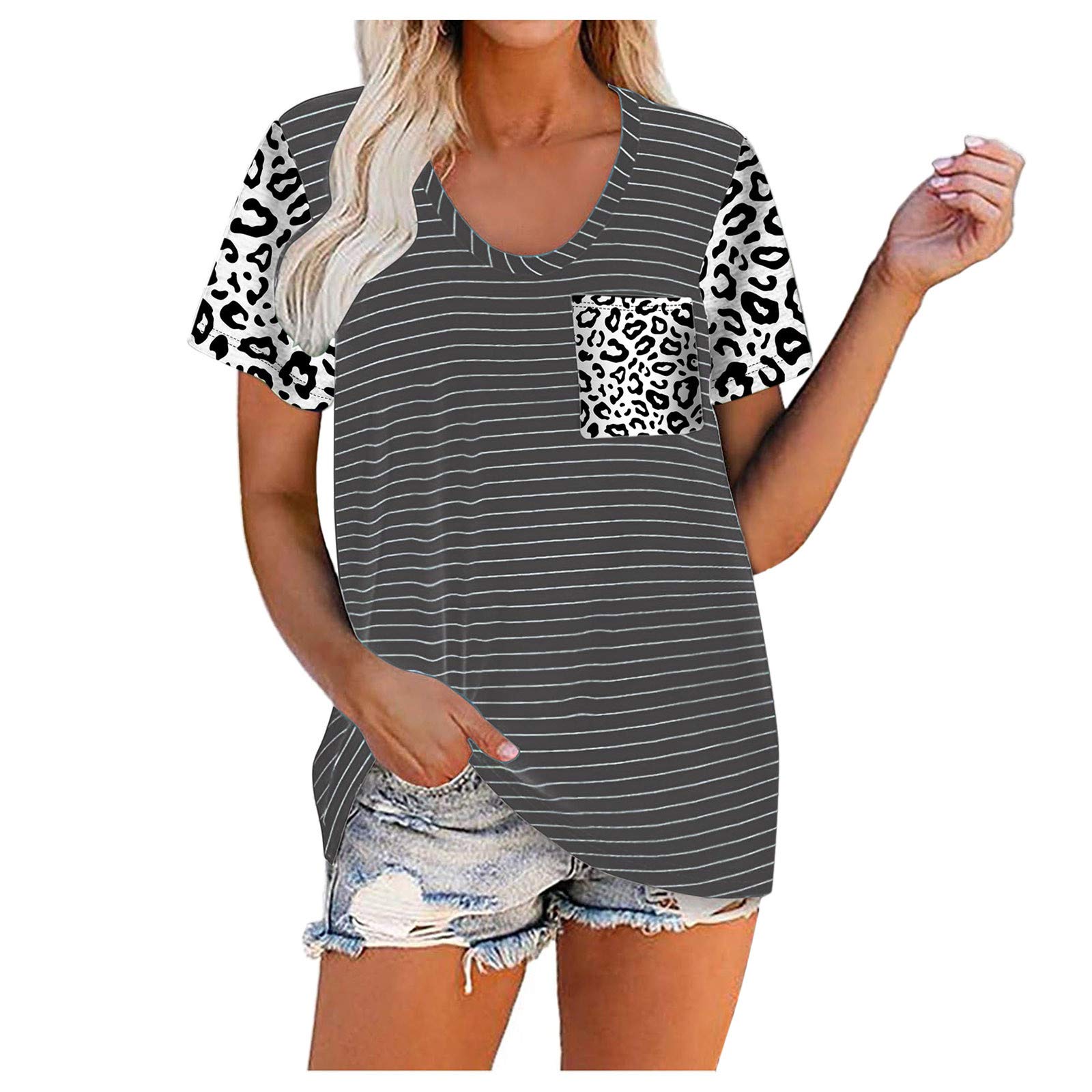 Women's Fashion Short Sleeve Round Neck Printed T-Shirt - Summer Casual Tops for Women | Perfect for Beach Outings, Vacation Wear & Everyday Comfort
