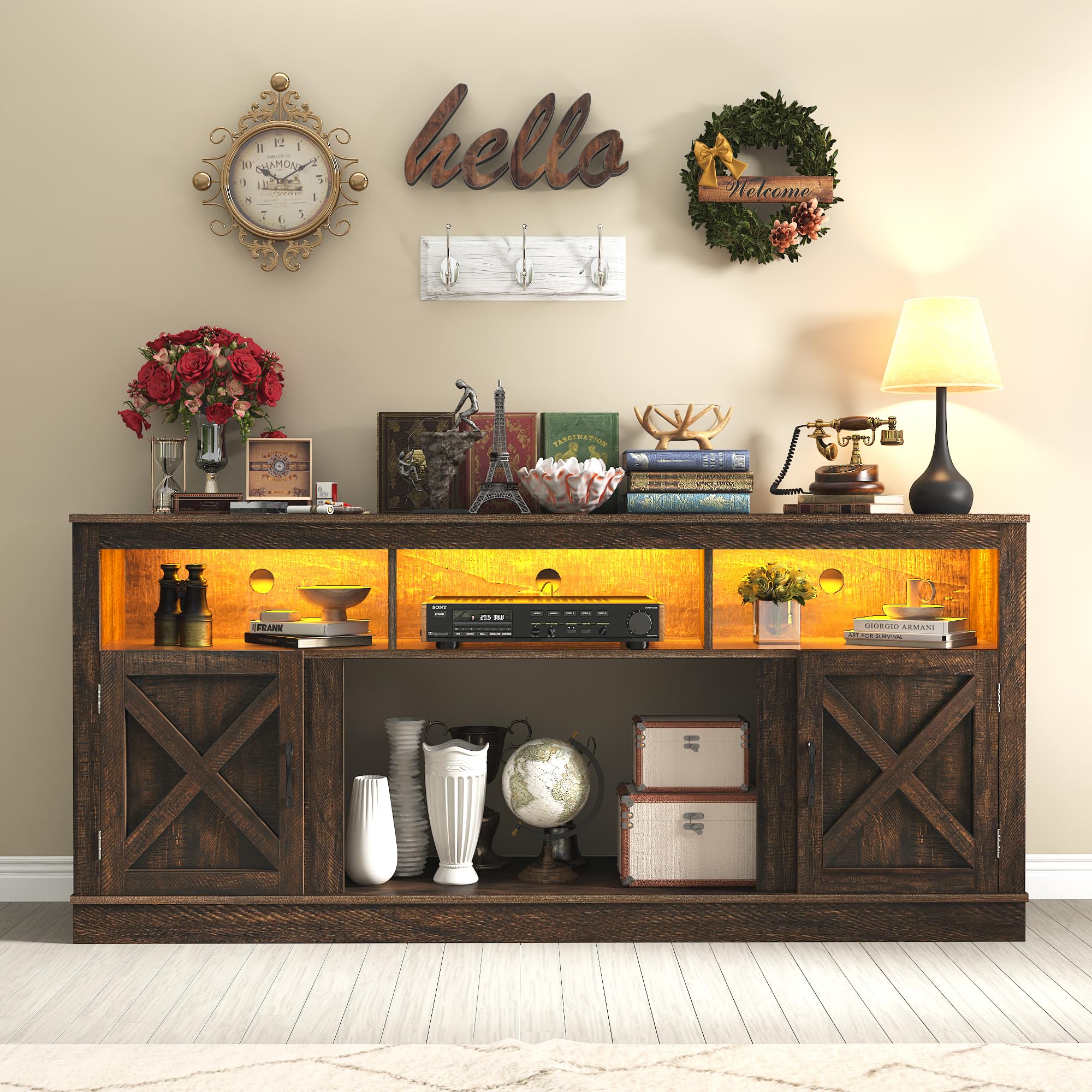 Farmhouse TV Stand for 70/75/80 Inch TVs - 32